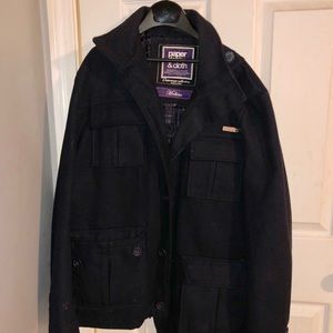 Men’s Large Paper Denim and Cloth Peacoat